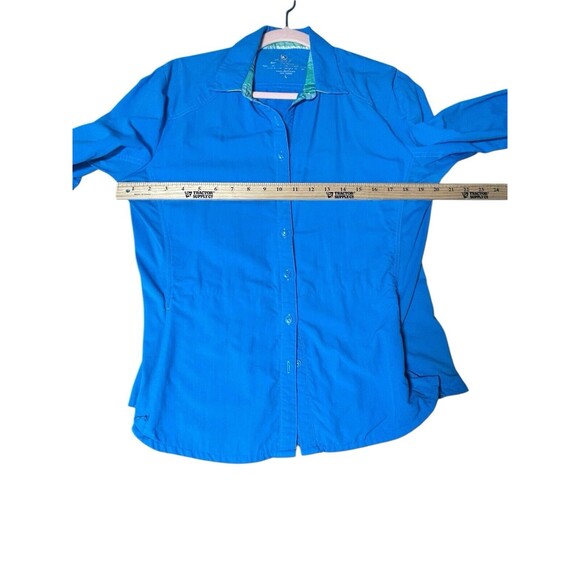 Kuhl Sojourn Button Up Top Teal Shirt Long Sleeve Roll Tab Women's 108846 Sz L - Picture 10 of 12